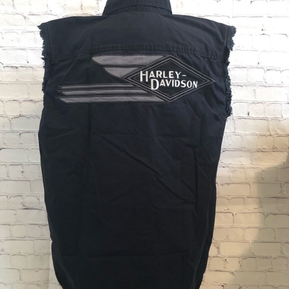 HARLEY DAVIDSON BLACK DENIM RAW EDGE - GUC - Picture 4 of 10